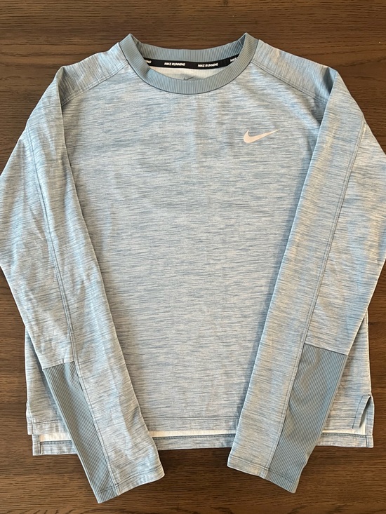 Nike Tops - Nike Dri-FIT Running Long Sleeve Crew Neck Shirt Light Heather Green-Blue EUC